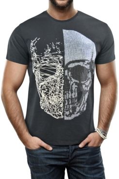 Half Skull Graphic Printed Rhinestone Studded T-Shirt