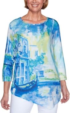 Petite Look On The Bright Side Scenic-Print Top