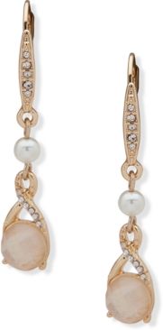 Gold-Tone Pave, Stone & Imitation Pearl Drop Earrings