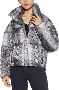 Sabrina Python-Printed Puffer Coat, Created for Macy's