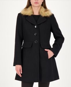 Faux-Fur Trim Walker Coat, Created for Macy's