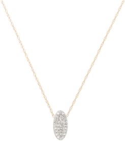 Diamond Pave Oval Pendant Necklace (1/8 ct. t.w.), 15" + 1" extender in Sterling Silver and 18k Over Silver