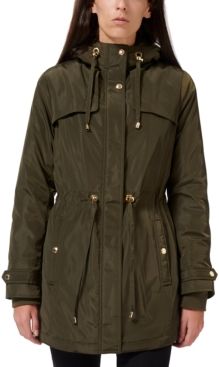 Faux-Fur Lined Hooded Anorak Raincoat