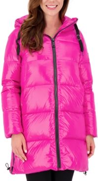 High-Shine Hooded Puffer Coat