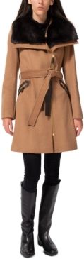 Asymmetrical Faux-Fur-Collar Coat, Created for Macy's