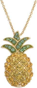 Swarovski Crystal Pineapple 18" Pendant Necklace in 14k Gold-Plated Sterling Silver, Created for Macy's