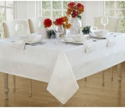 New Wave Metallic Border Linen Tablecloth, 70" x 146"