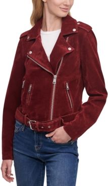 Belted Faux Suede Moto Jacket