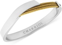 Two-Tone Overlap Bangle Bracelet in Stainless Steel & 18k Gold Pvd Stainless Steel