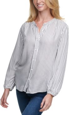 Striped Button-Front Top