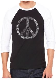 Peace, Love and Music Men's Raglan Word Art T-shirt