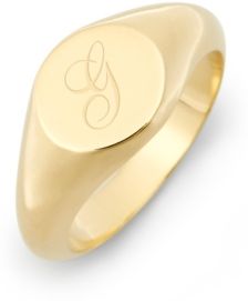 Claire Petite Initial Signet Gold-Plated Ring