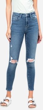 High Rise Distressed Skinny Ankle Jeans