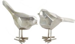 Large Modern Style Metallic Bird Figurines Table Decor, Set of 2