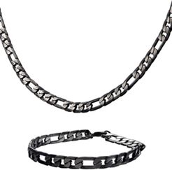 Figaro Chain Necklace and Bracelet Set