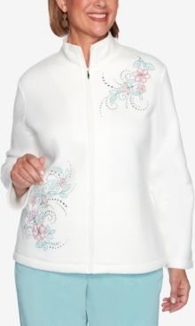 Missy St. Moritz Asymmetric Floral Embroidery Polar Fleece