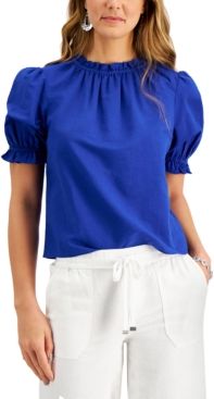 Petite Cropped Ruffled Top, Created for Macy's