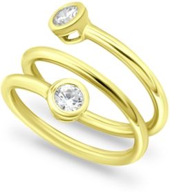 Cubic Zirconia Bezel Wrap Ring in 18k Gold-Plated Sterling Silver, Created for Macy's