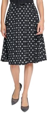 Pleated Dot-Print Skirt