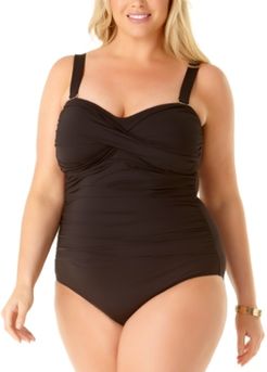 Plus Size Twist-Front Strapless One-Piece Swimsuit Women's Swimsuit