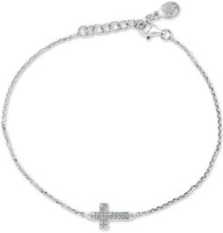 Effy Diamond Pave East-West Cross Link Bracelet (1/20 ct. t.w.) in Sterling Silver