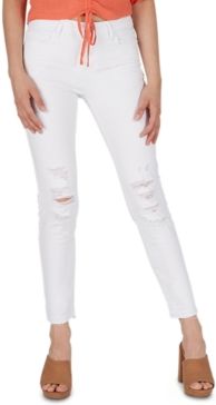 Mid-Rise Distressed Skinny Jeans
