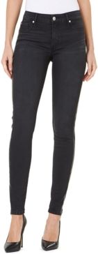 Mid-Rise Solid Side-Striped Super Skinny Ankle Jeans