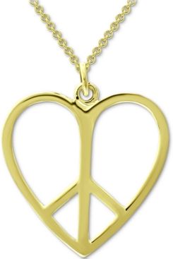 Peace Sign Heart 18" Pendant Necklace in 18k Gold-Plated Sterling Silver, Created for Macy's