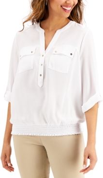 Smocked-Hem Utility Top, Created for Macy's