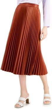 Pleated Faux-Leather Skirt, Created for Macy's