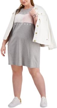 Plus Size Short-Sleeve Logo Dress, Created for Macy's