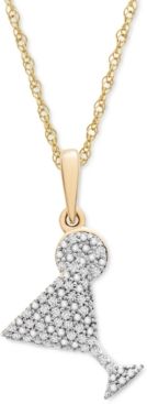 Diamond Martini 18" Pendant Necklace (1/10 ct. t.w.) in 10k Gold, Created for Macy's