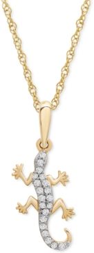 Diamond Lizard 18" Pendant Necklace (1/10 ct. t.w.) in 10k Gold, Created for Macy's