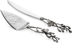 White Orchid Cake Knife and Server
