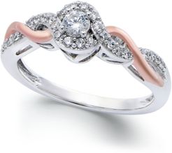 Diamond Twist Promise Ring in Sterling Silver and 14k Rose Gold (1/5 ct. t.w.)