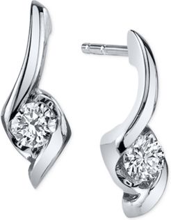 Diamond Twist Drop Earrings (1/8 ct. t.w.) in 14k White Gold