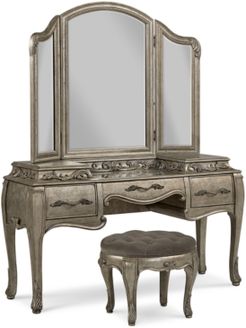 Zarina 3-Pc. Vanity Set (Vanity, Vanity Stool & Vanity Mirror)