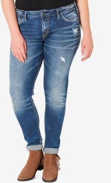 Plus Size Indigo Wash Ripped Girlfriend Jeans