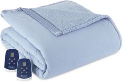 Reversible Micro Flannel to Sherpa King Electric Blanket Bedding