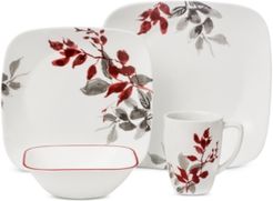 Kyoto Leaves Square 16-Pc. Set, Service for 4