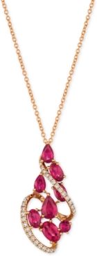 Certified Passion Ruby (2-1/3 ct. t.w.) & Diamond (1/5 ct. t.w.) Pendant Necklace in 14k Rose Gold