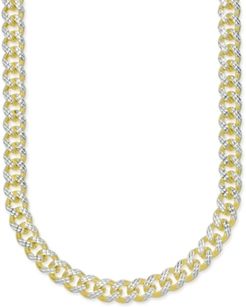 24" Men's Two-Tone Cuban Link Chain Necklace in 18k Gold-Plated Sterling Silver and Sterling Silver