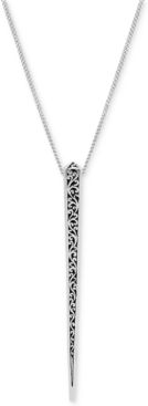 Filigree Long Stick Pendant Necklace in Sterling Silver