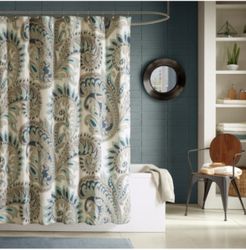 Mira Cotton 72" x 72" Textured Paisley-Print Shower Curtain Bedding