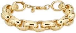 Filigree & Polished Link Bracelet in 14k Gold-Plated Sterling Silver