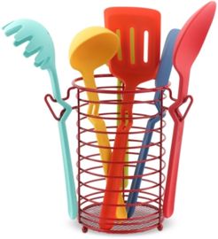 7-Pc. Silicone Utensil Set with Scarlet Caddy