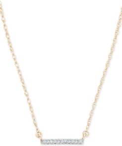 Diamond Accent Bar Pendant Necklace in 14k Gold, 15" + 1" extender, Created for Macy's