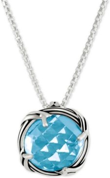 Blue Topaz Adjustable Pendant Necklace (5 ct. t.w.) in Sterling Silver