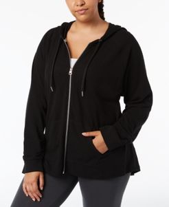 Performance Plus Size Ruched-Sleeve Zip Hoodie