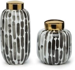 Brush Strokes Covered Jars, Set of 2